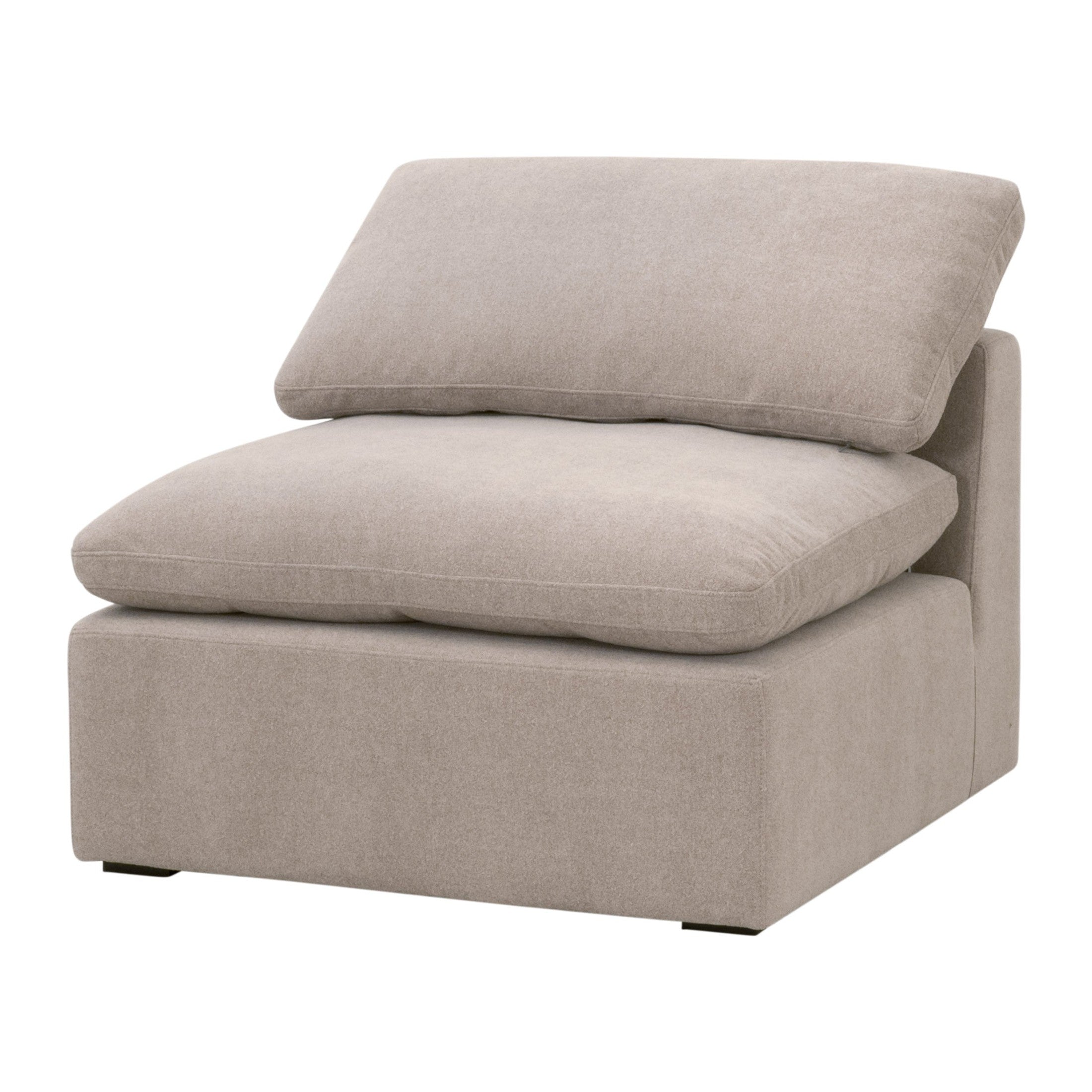 Essentials for Living Sky Modular Armless Chair with plush cushions and neutral beige upholstery for versatile modern seating.