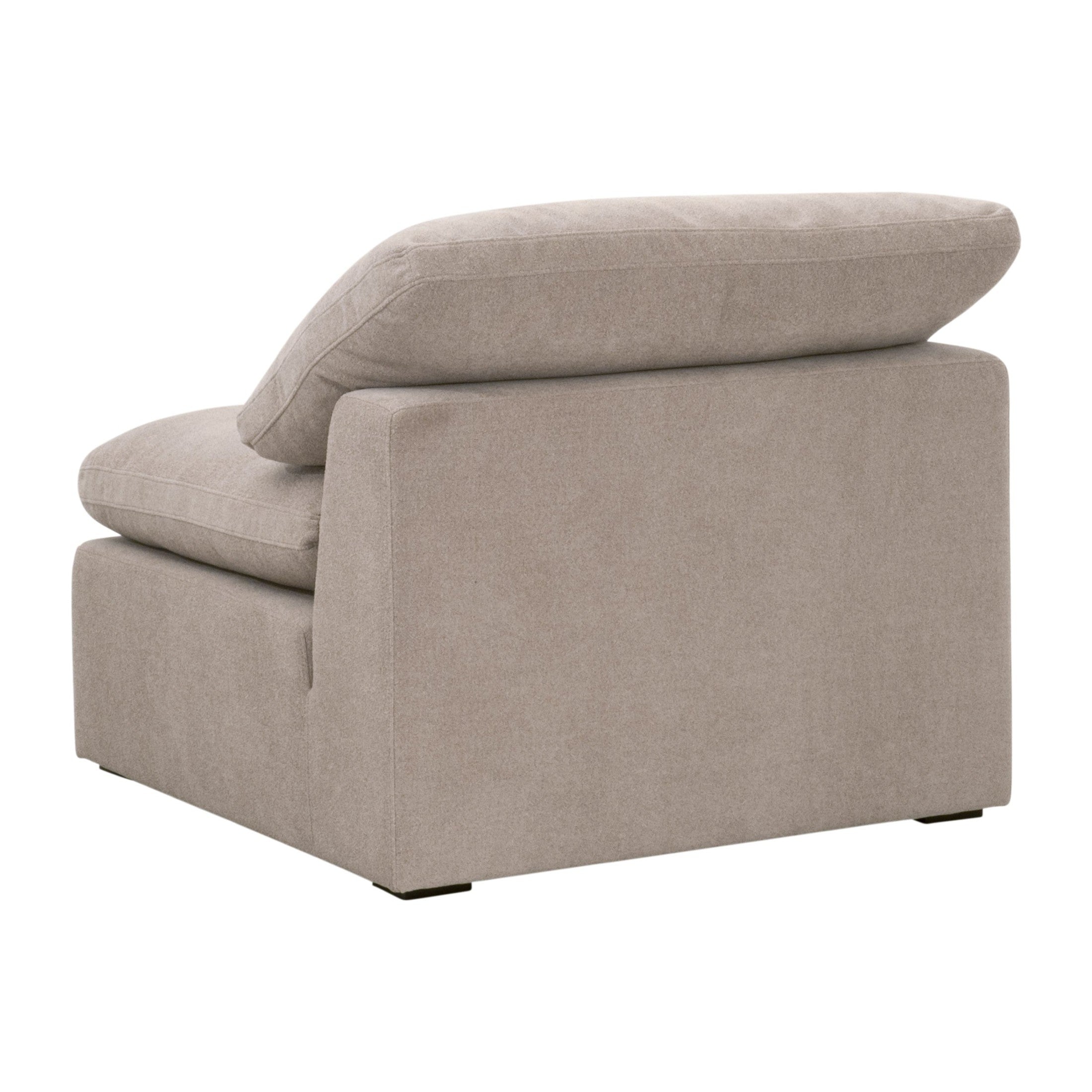 Essentials For Living Sky Modular Armless Chair in beige fabric with plush cushions and modern design side view