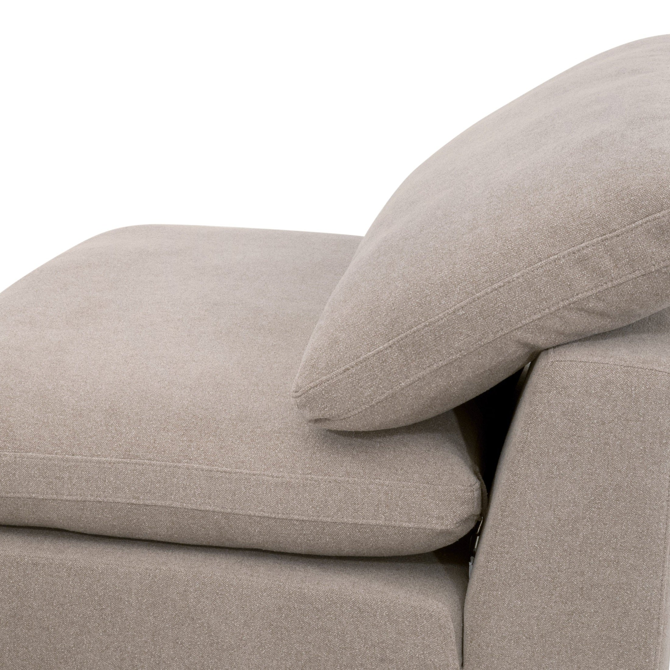 Close-up of beige fabric cushions on Essentials for Living Sky Modular Armless Chair showing soft texture and stitching detail