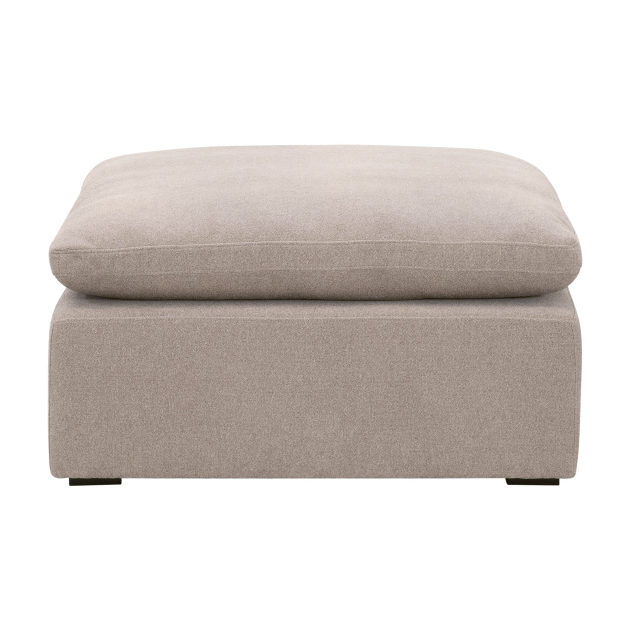 Essentials for Living Sky Modular Ottoman upholstered in soft gray fabric with plush cushion and clean modern design