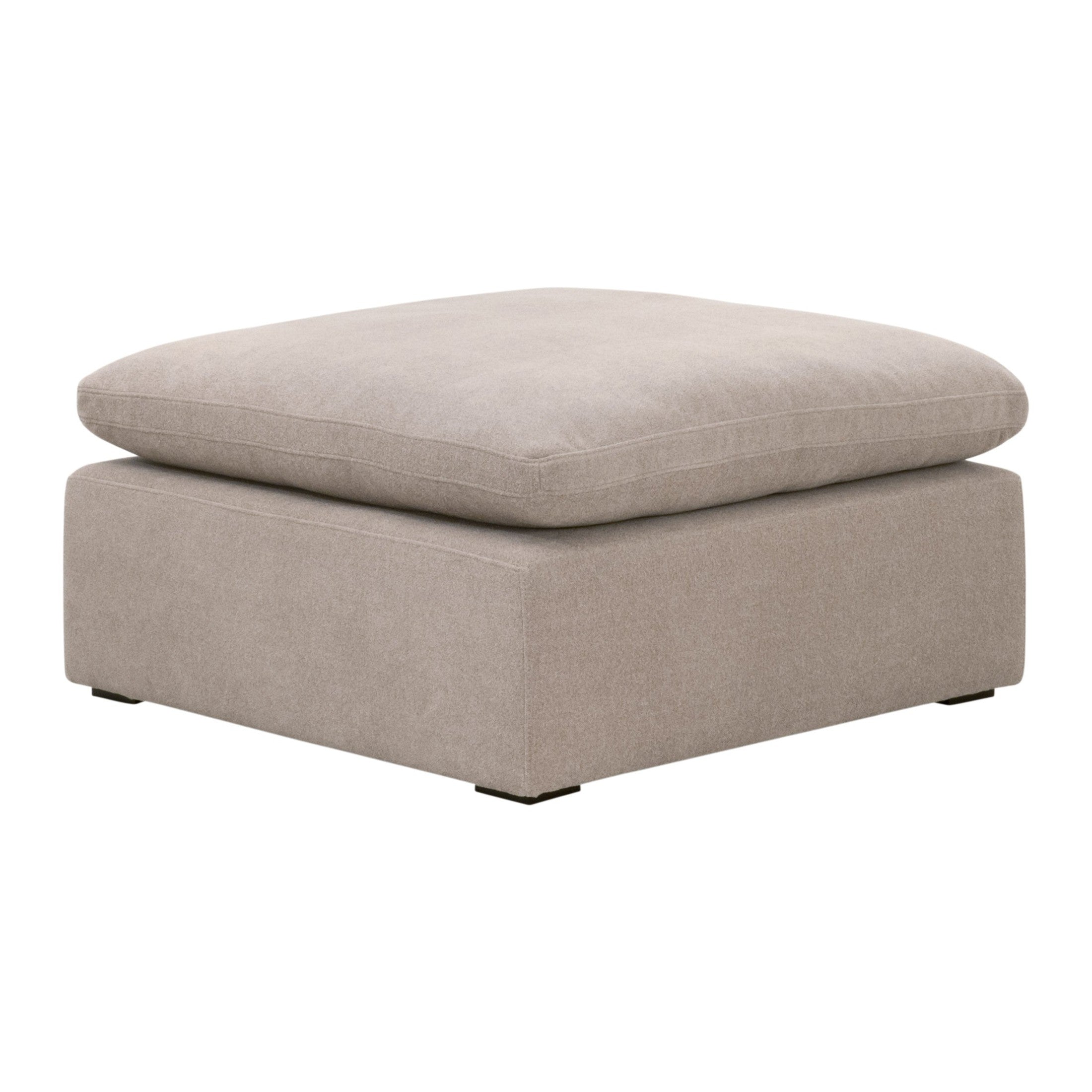 Sky Modular Ottoman by Essentials for Living in soft gray fabric with plush reversible cushion and sturdy base.
