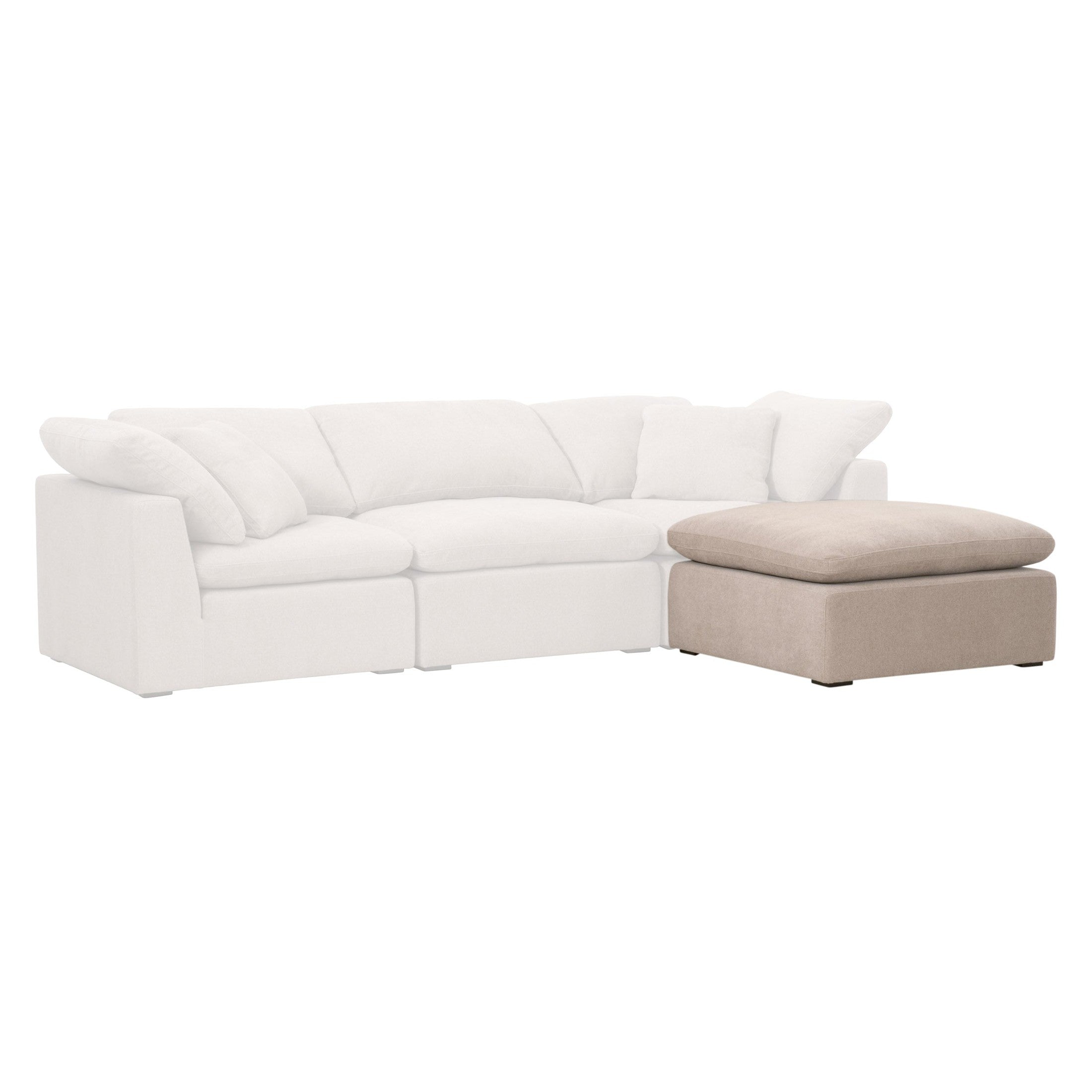 Beige Sky Modular Ottoman by Essentials For Living paired with white sectional sofa for versatile comfort and style