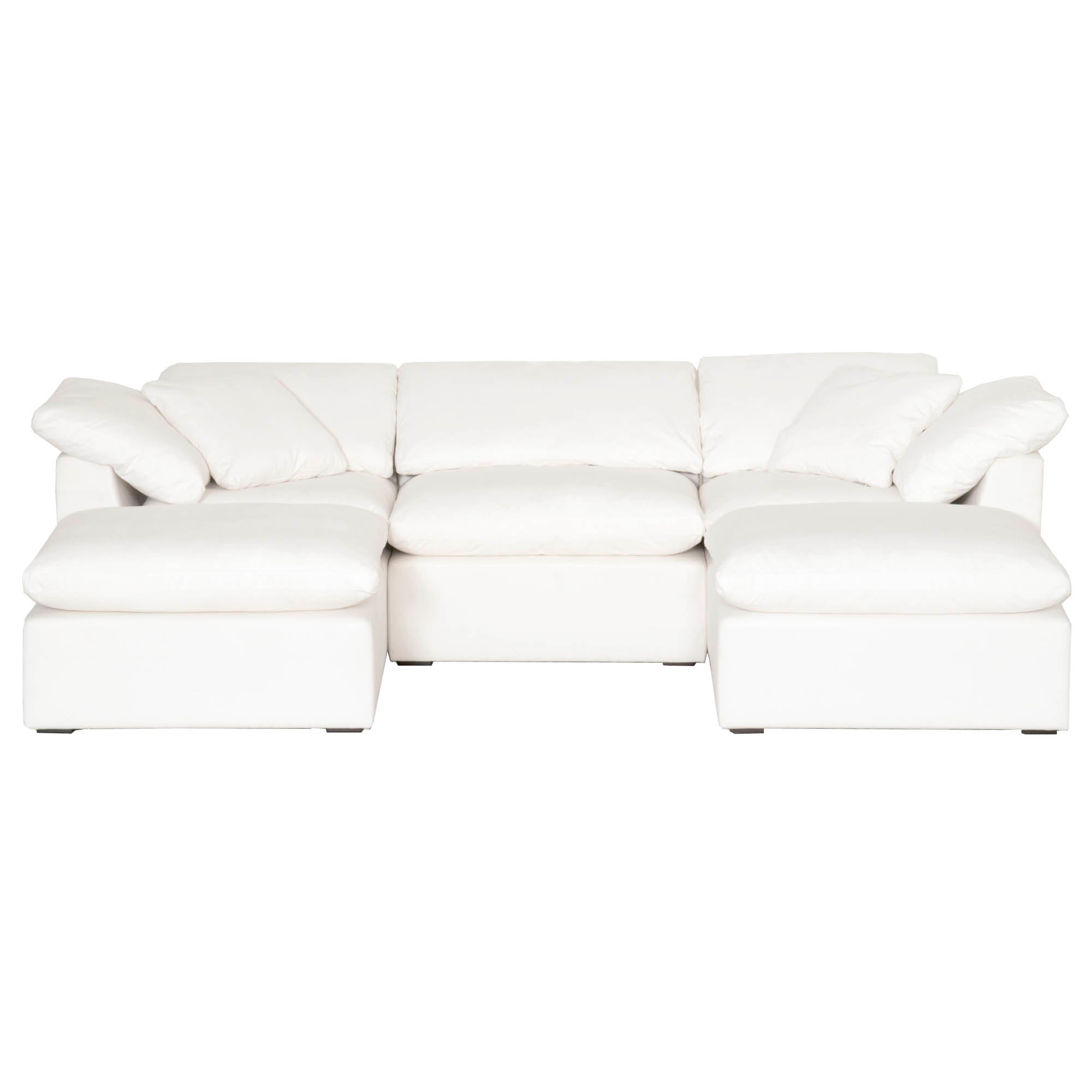 White modular sectional sofa with plush cushions and armless design for versatile living spaces