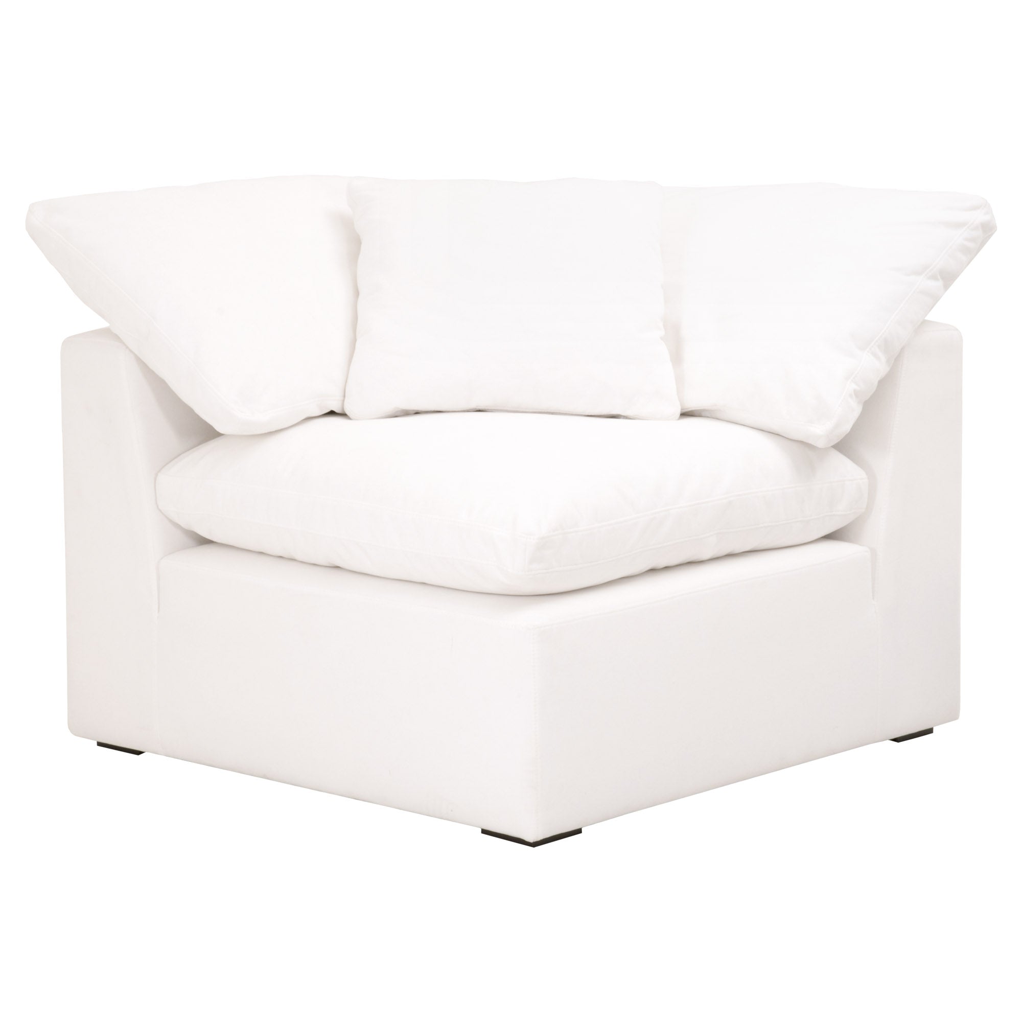 White Sky Modular Corner Chair by Essentials For Living with plush cushions and espresso birch wood feet.