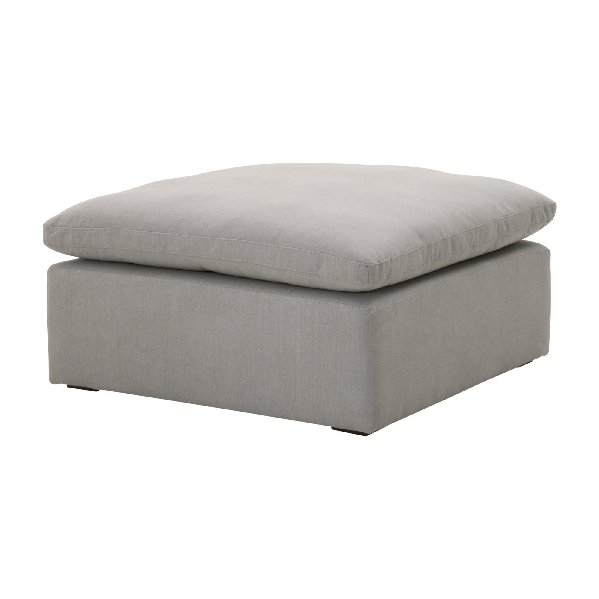Sky Modular Ottoman in gray LiveSmart Peyton-Slate fabric with plush cushion and sturdy base by Essentials for Living