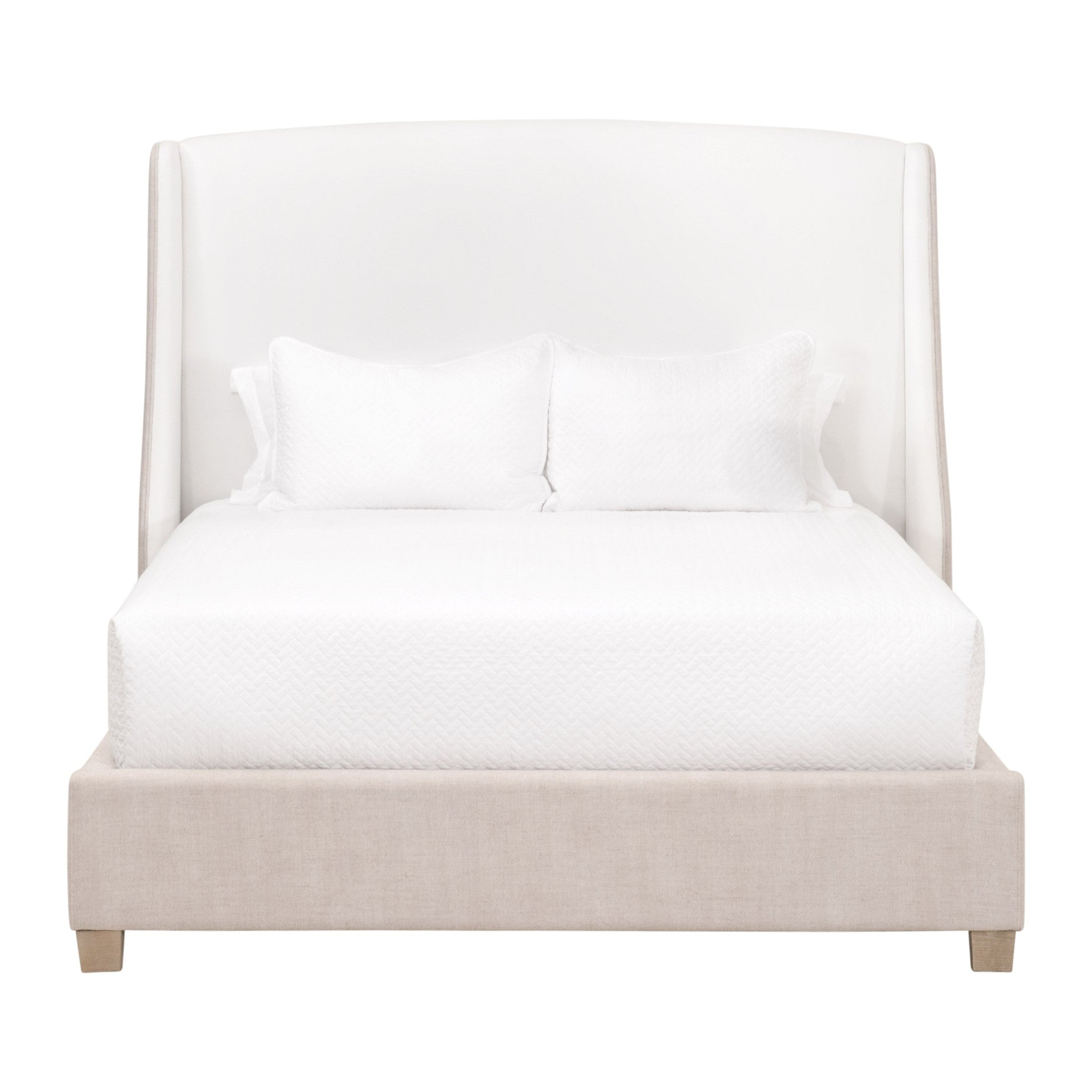 Sloan Standard King Bed by Essentials For Living with upholstered headboard and natural gray oak frame finish