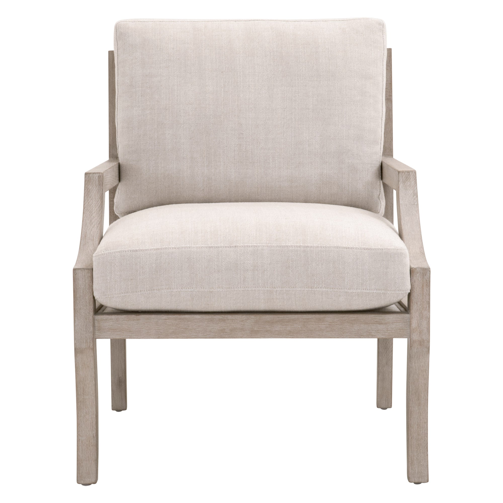 Essentials for Living Stratton Club Chair with soft beige cushions and natural gray beech wood frame in modern design