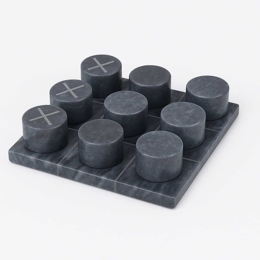 Sunday Funday Tic Tac Toe set in grey and gold marble with luxury tabletop design