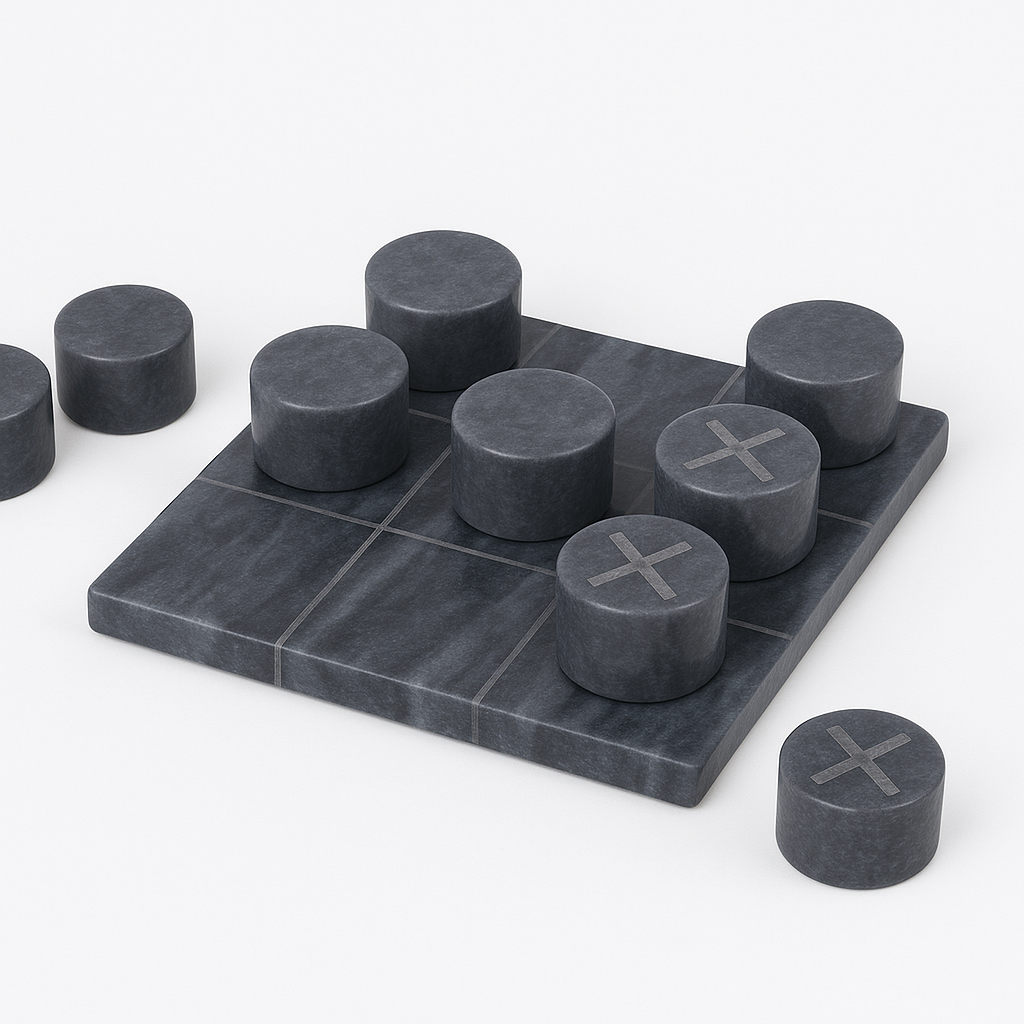 Sunday Funday Tic Tac Toe set in grey and gold marble with luxury tabletop design
