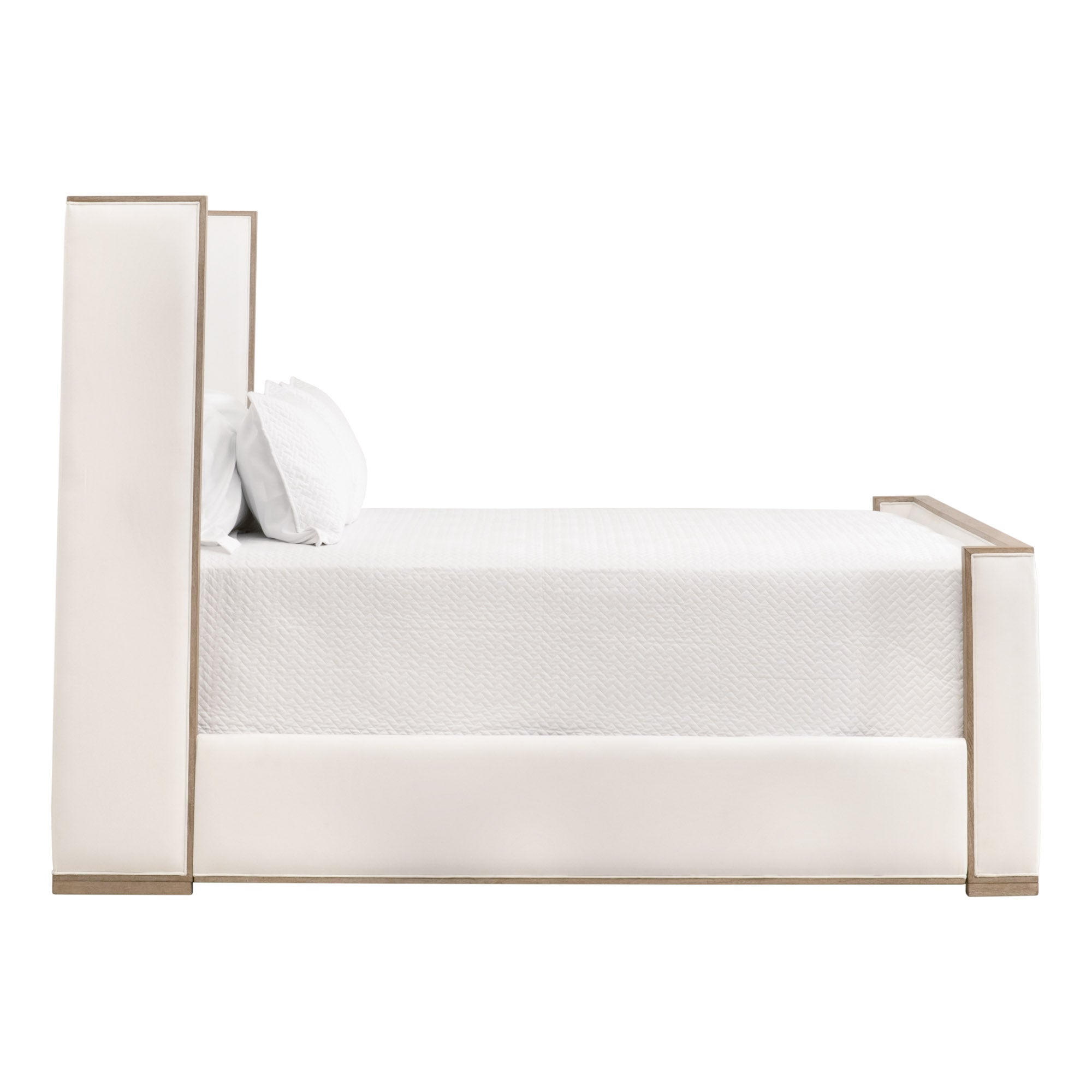 Tailor Shelter Queen Bed by Essentials For Living with natural gray oak frame and light upholstery