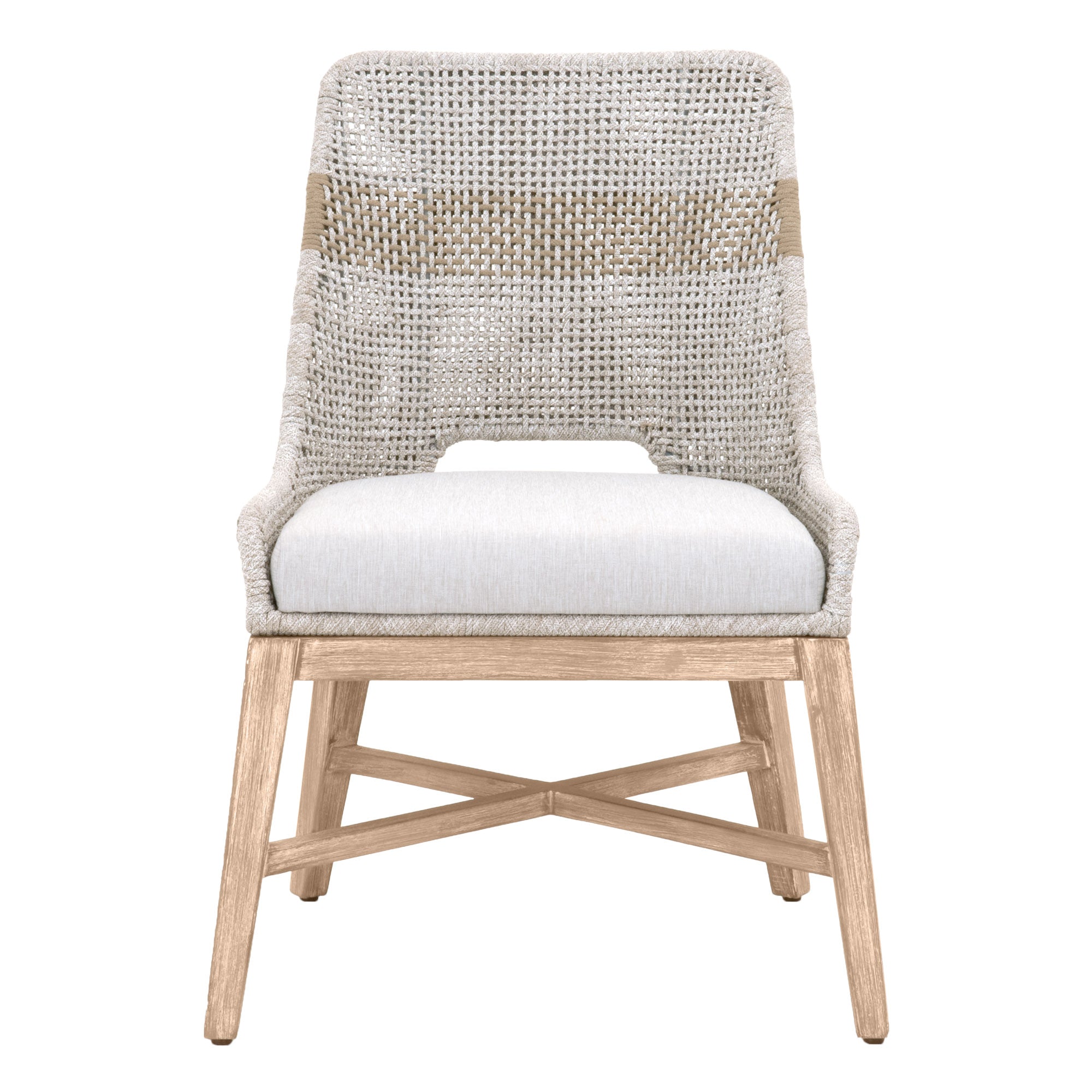 Essentials for Living tapestry dining chair with woven polypropylene seat back and pumice cushioned seat on natural gray mahogany legs