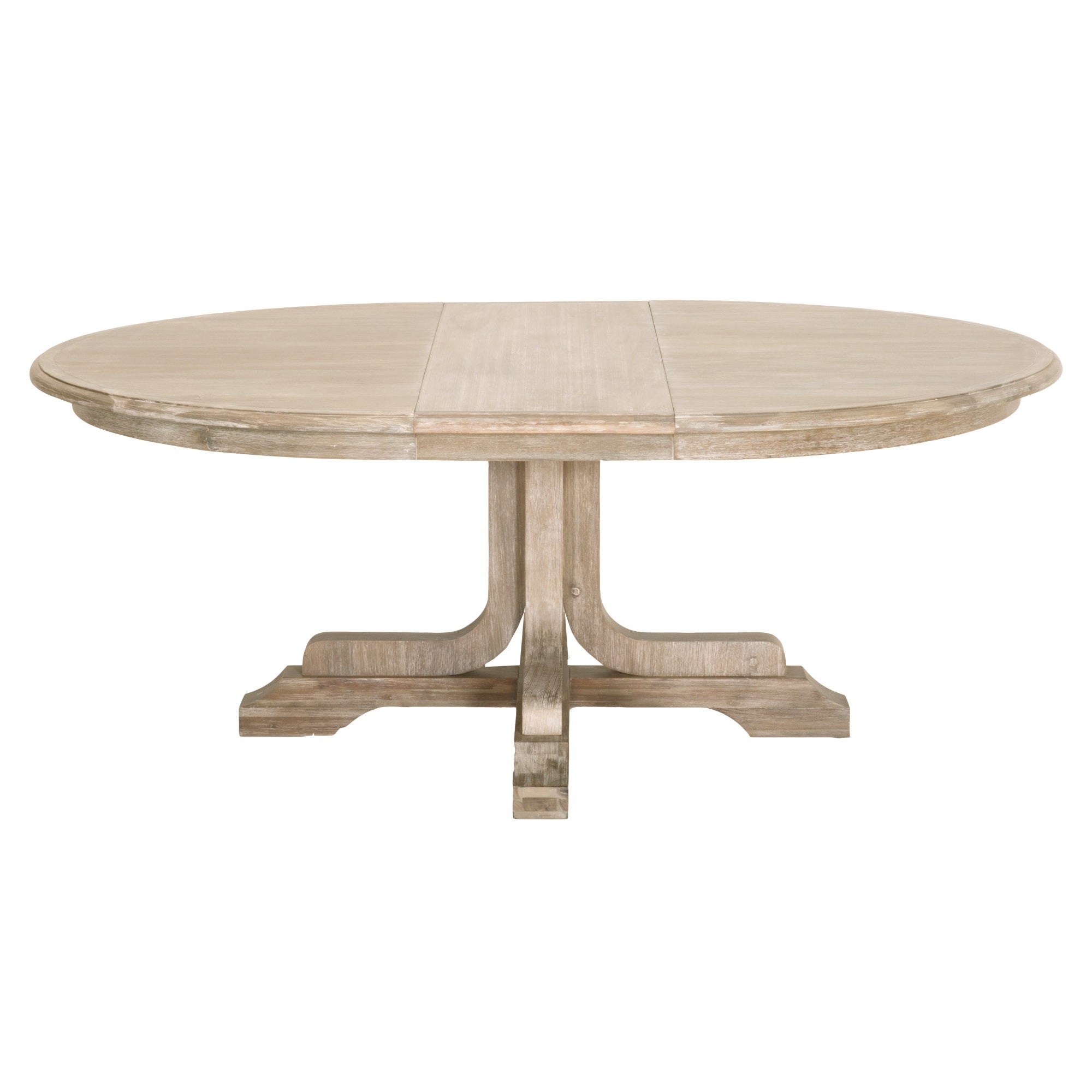 Essentials for Living Torrey 60 inch round dining table in natural gray acacia wood with extension leaf