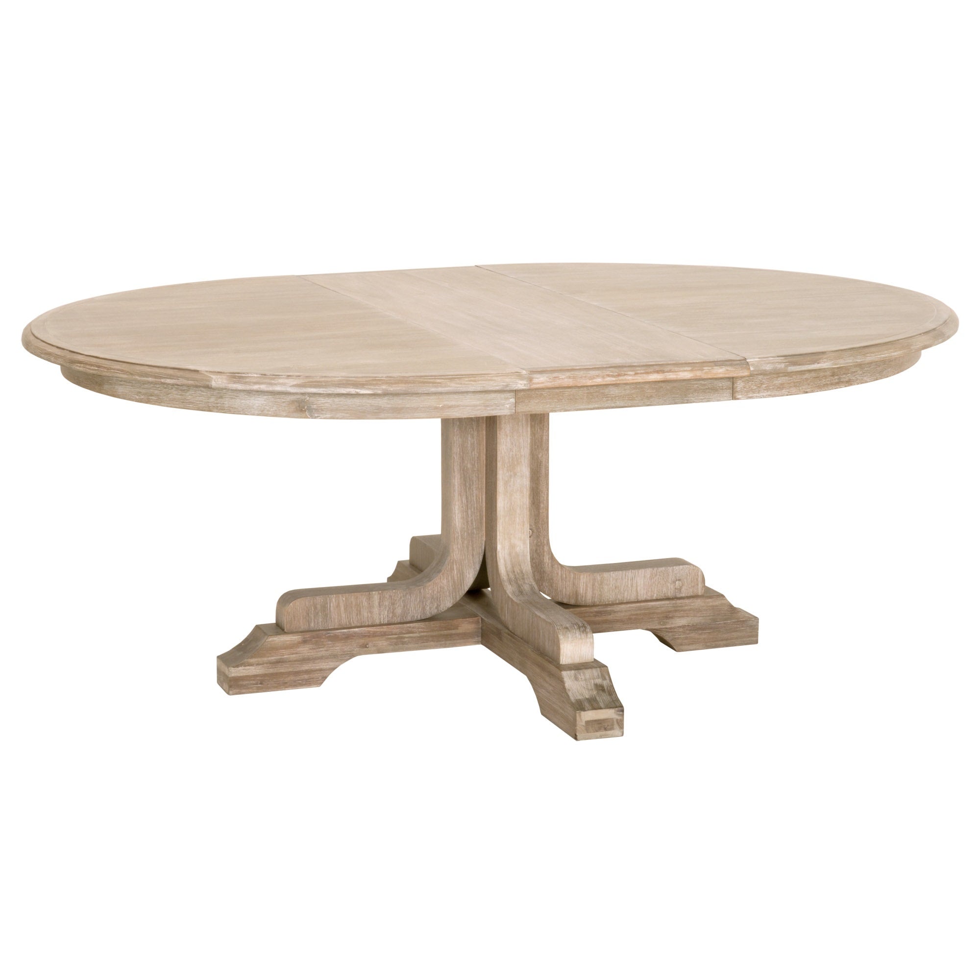 Essentials for Living Torrey 60 inch round extension dining table in natural gray acacia wood finish